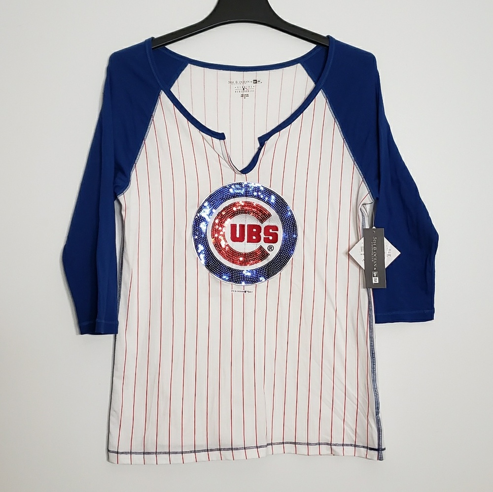 COPY - NWT 5th & Ocean Sequin Cubs MLB Baseball shirt Cotten Meidum